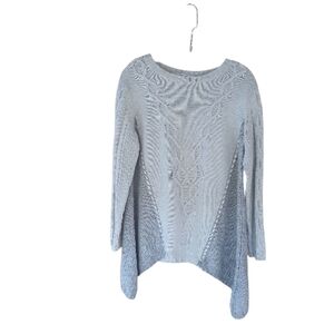 Foxcroft Cream & Gray Crew Neck Swing Sweater Large
